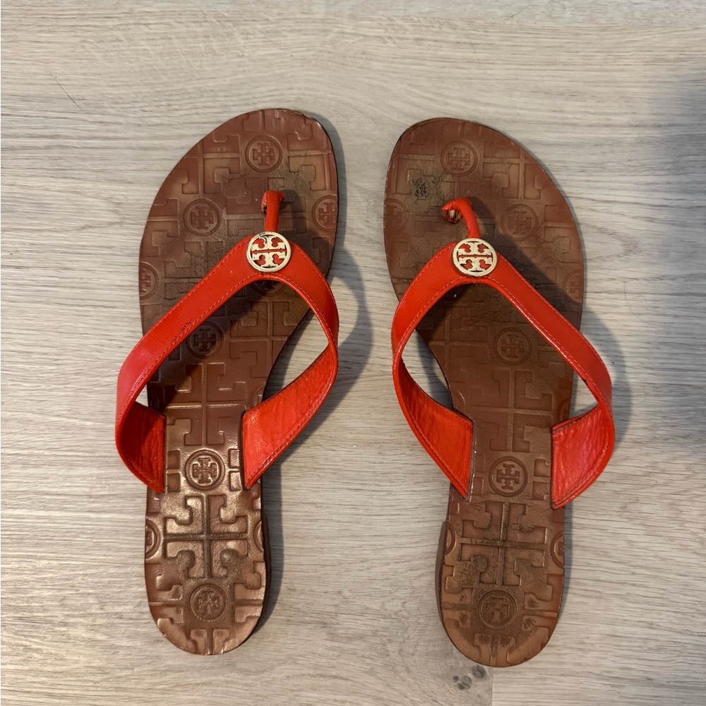 Tory Burch Orange Thora Thong Sandals